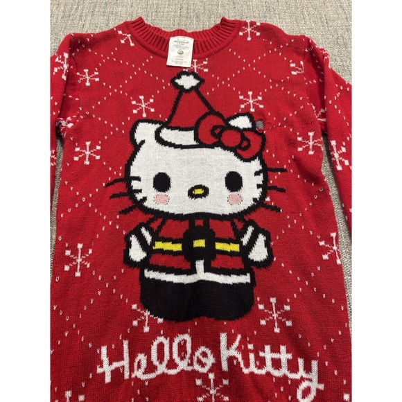 Hello Kitty Christmas Sweater Long Length Red And White Womens Size XXS - Picture 6 of 13